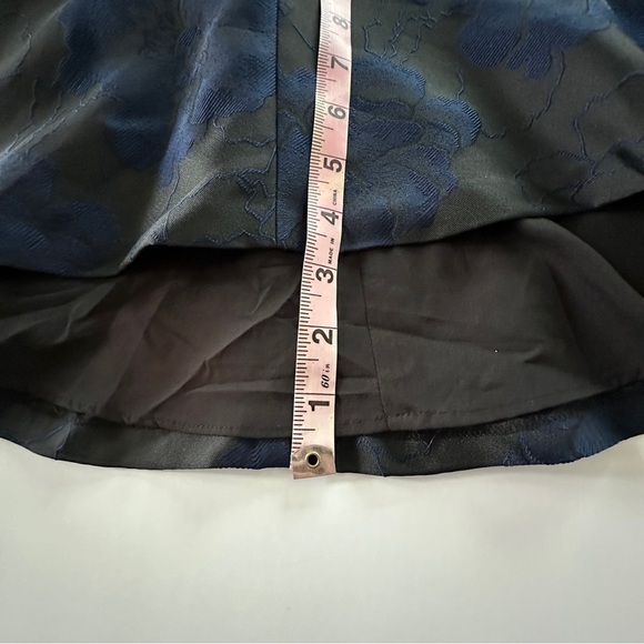 Halston Heritage Navy Floral Jacquard Fit & Flare Pleated Mini Dress Size 4 - Picture 12 of 16